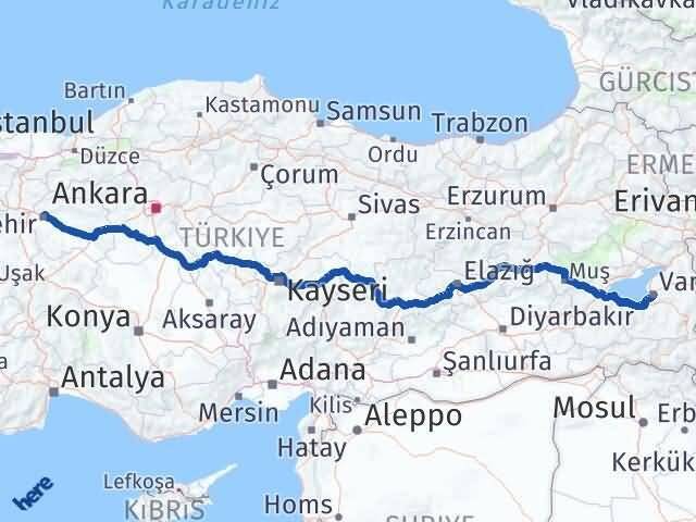 Van Tepebaşı Eskişehir Arası Kaç Km - Yol Haritası