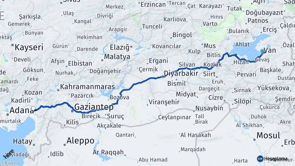 Van Toprakkale Osmaniye Arası Kaç Km - Yol Haritası