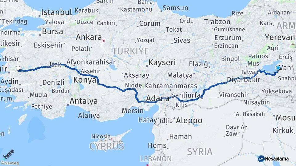 Van Turgutlu Manisa Arası Kaç Km - Yol Haritası