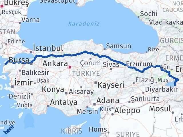 Tuşba Çanakkale Arası Kaç Km - Yol Tarifi