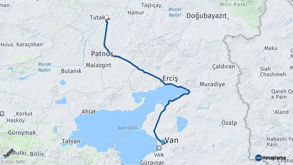 Van Tutak Ağrı Arası Kaç Km - Yol Haritası