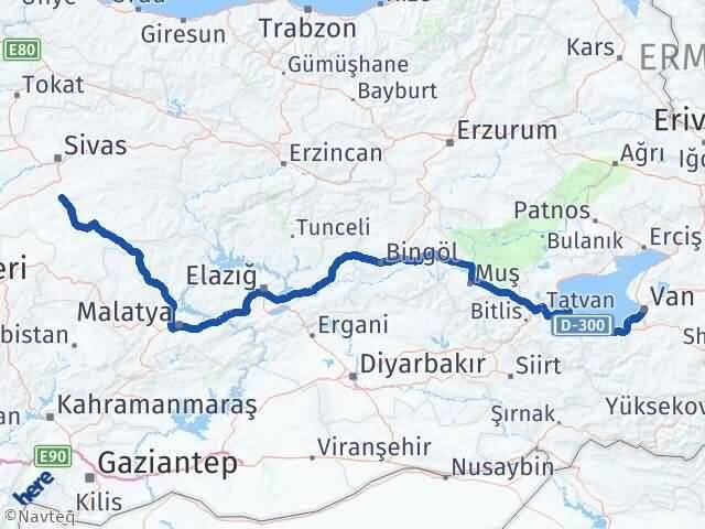 Van Ulaş Sivas Arası Kaç Km - Yol Haritası