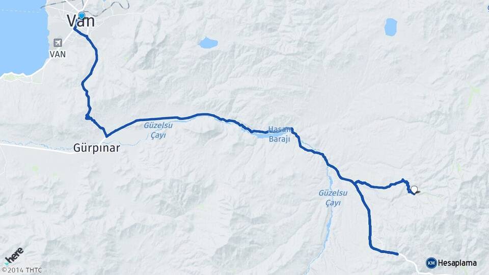 Van Uzungedik Gürpınar Arası Kaç Km - Yol Haritası