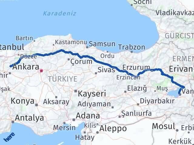 Van Yenipazar Bilecik Arası Kaç Km - Yol Haritası