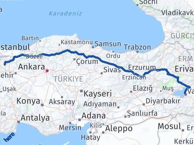 Van Yenişehir Bursa Arası Kaç Km - Yol Haritası