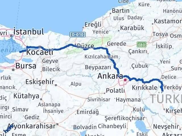 Yalova Akçakent Kırşehir Arası Kaç Km - Yol Haritası