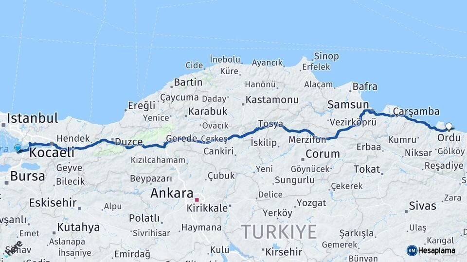 Yalova Altınordu Arası Kaç Km - Yol Tarifi