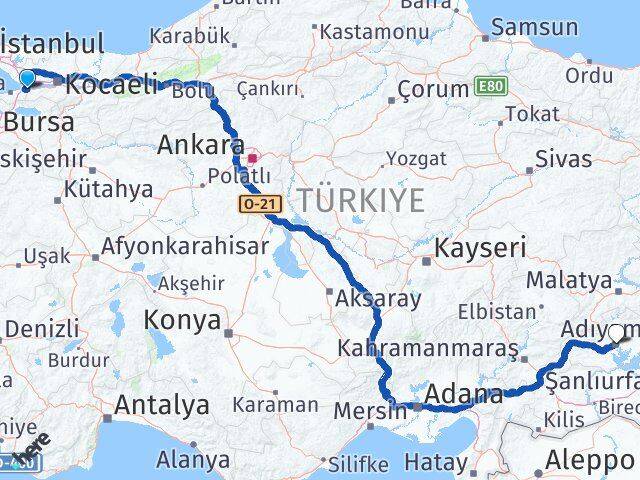 Yalova Altınova Adıyaman Arası Kaç Km - Yol Haritası