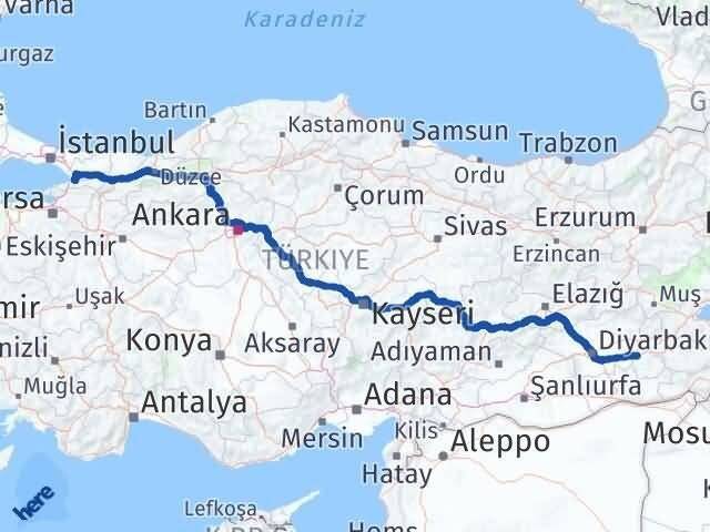 Yalova Altınova Batman Arası Kaç Km - Yol Haritası