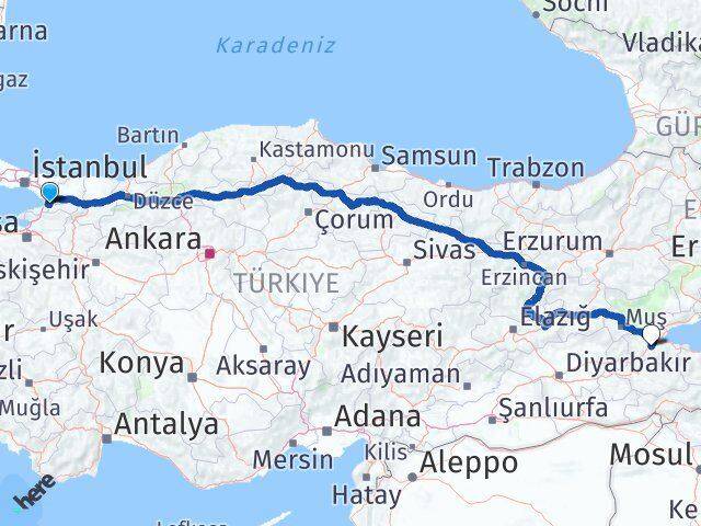 Yalova Altınova Bitlis Arası Kaç Km - Yol Haritası