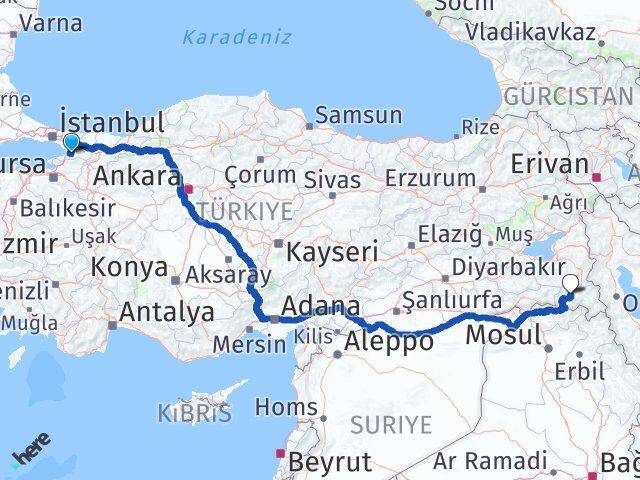 Yalova Altınova Hakkari Arası Kaç Km - Yol Haritası