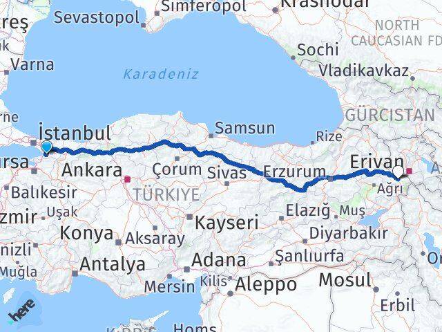 Yalova Altınova Iğdır Arası Kaç Km - Yol Haritası