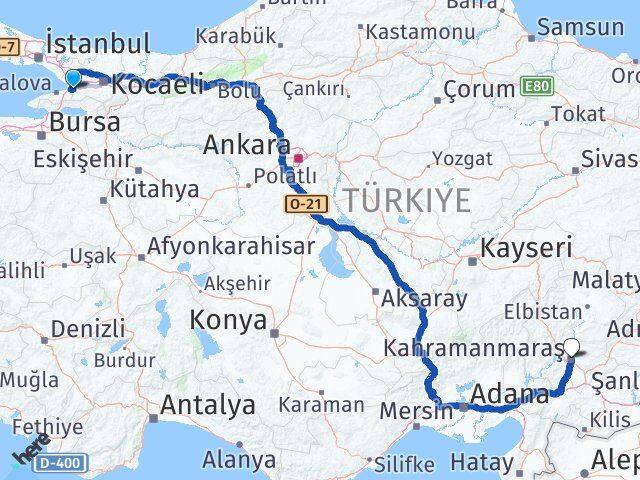 Yalova Altınova Kahramanmaraş Arası Kaç Km - Yol Haritası