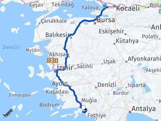 Yalova Altınova Muğla Arası Kaç Km - Yol Haritası