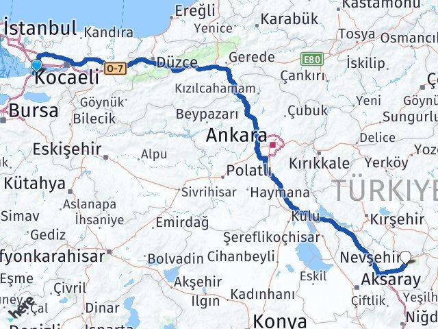 Yalova Altınova Nevşehir Arası Kaç Km - Yol Haritası