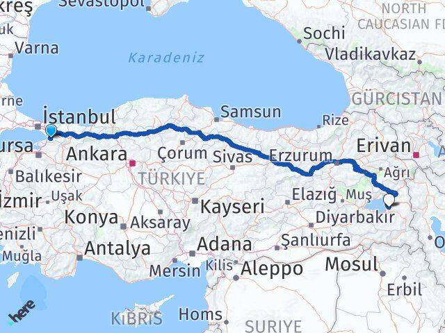 Yalova Altınova Van Arası Kaç Km - Yol Haritası