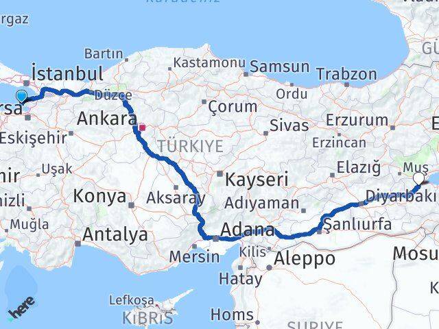 Yalova Armutlu Bitlis Arası Kaç Km - Yol Haritası