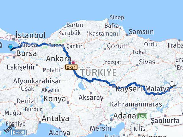 Yalova Armutlu Elazığ Arası Kaç Km - Yol Haritası