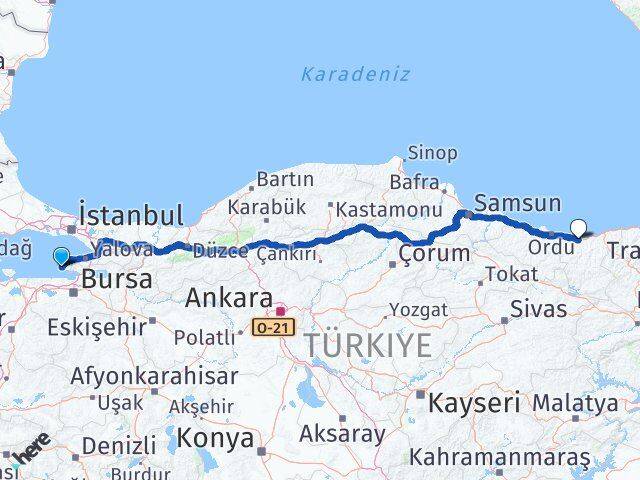 Yalova Armutlu Giresun Arası Kaç Km - Yol Haritası