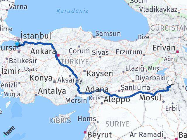 Yalova Armutlu Hakkari Arası Kaç Km - Yol Haritası