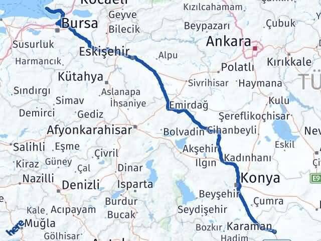 Yalova Armutlu Karaman Arası Kaç Km - Yol Haritası