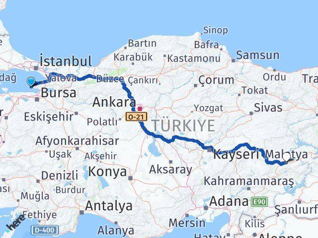 Yalova Armutlu Malatya Arası Kaç Km - Yol Haritası