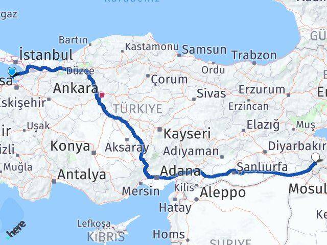 Yalova Armutlu Şırnak Arası Kaç Km - Yol Haritası