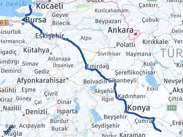Yalova Ayrancı Karaman Arası Kaç Km - Yol Haritası