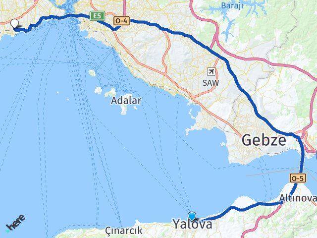 Yalova Bakırköy İstanbul Arası Kaç Km - Yol Haritası
