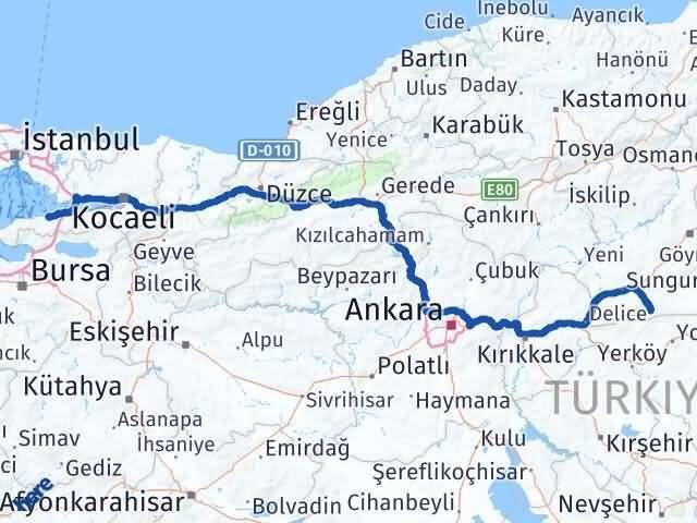 Yalova Boğazkale Çorum Arası Kaç Km - Yol Haritası
