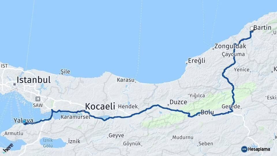 Çınarcık Bartın Arası Kaç Km - Yol Tarifi