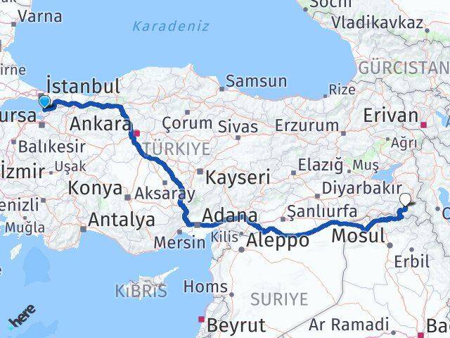 Yalova Çınarcık Hakkari Arası Kaç Km - Yol Haritası