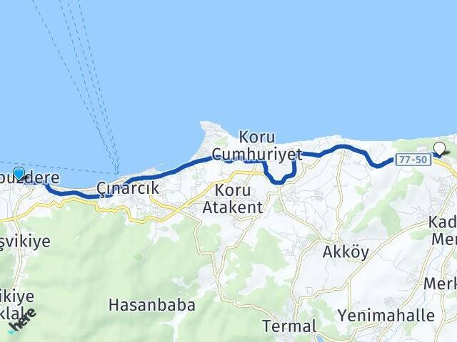 Karpuzdere Yalova Üniversitesi Arası Kaç Km - Yol Tarifi