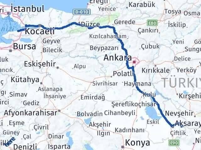 Yalova Gülağaç Aksaray Arası Kaç Km - Yol Haritası