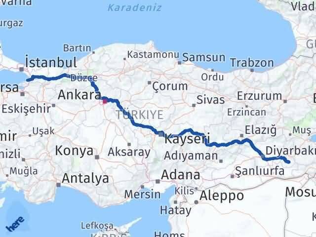 Yalova Hasankeyf Batman Arası Kaç Km - Yol Haritası