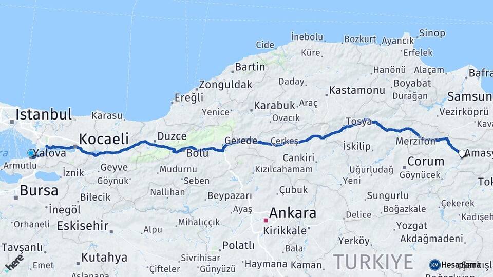 Yalova Kurtköy Arası Kaç Km - Yol Haritası