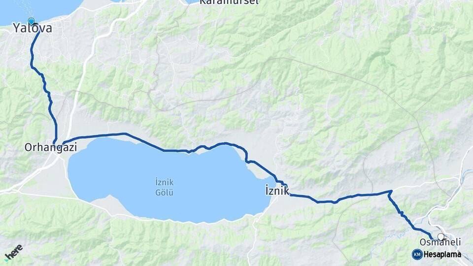 Yalova Osmaneli Bilecik Arası Kaç Km - Yol Haritası