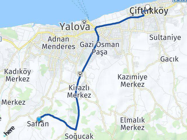 Safran Çiftlikköy Arası Kaç Km - Yol Tarifi