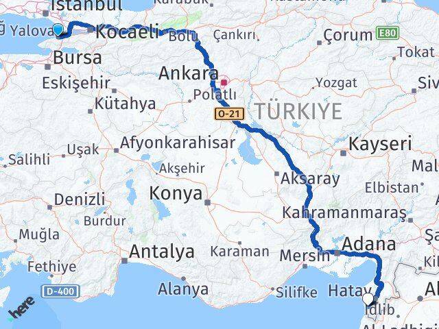 Yalova Samandağ Hatay Arası Kaç Km - Yol Haritası