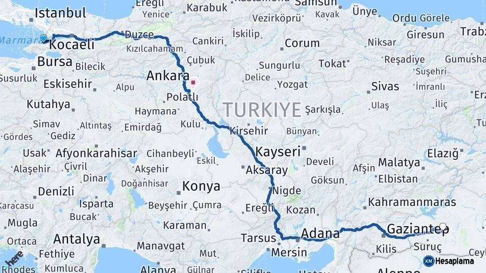 Yalova Şanlıurfa Arası Kaç Km - Yol Haritası