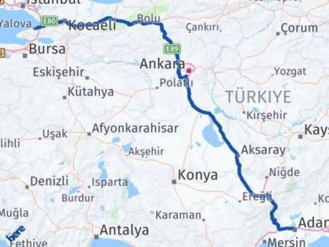 Yalova Seyhan Arası Kaç Km - Yol Tarifi