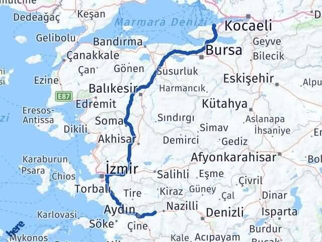 Yalova Sultanhisar Aydın Arası Kaç Km - Yol Haritası