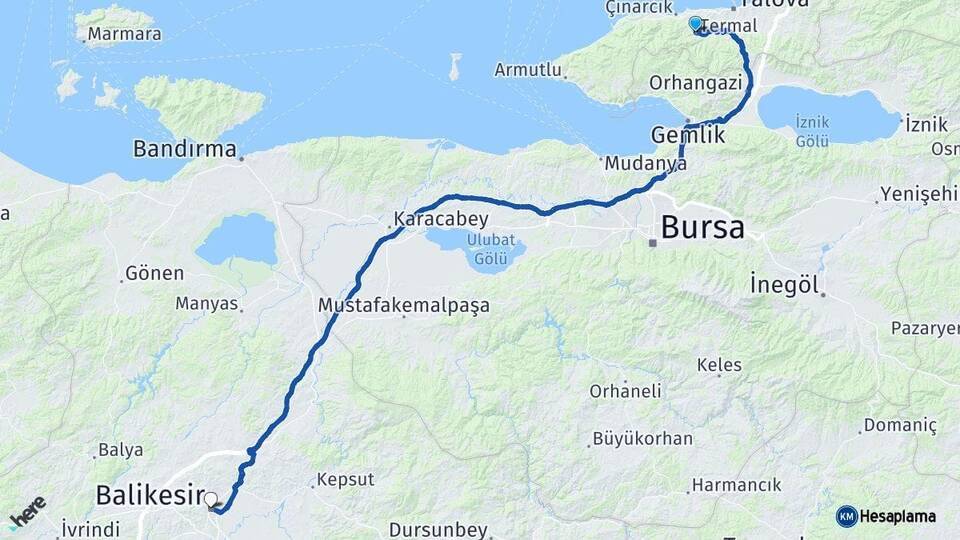 Termal Balıkesir Arası Kaç Km - Yol Tarifi