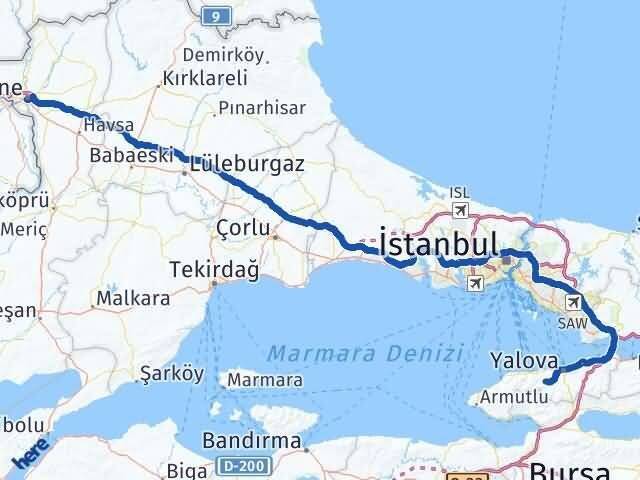 Termal Edirne Arası Kaç Km - Yol Tarifi