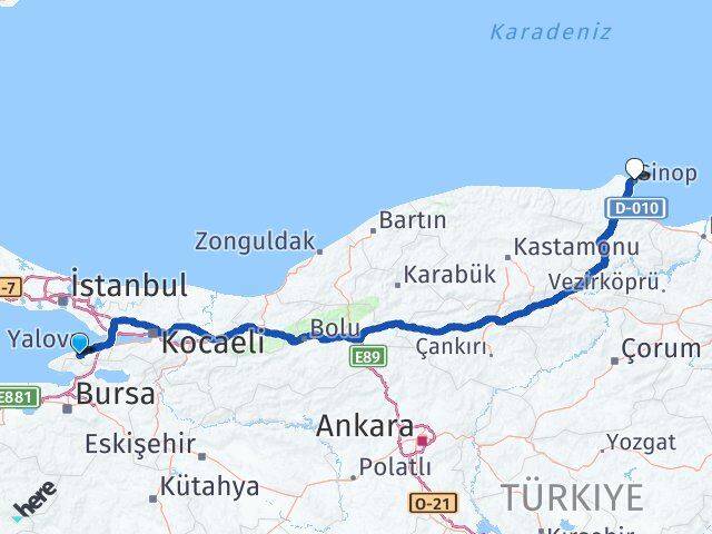 Termal Sinop Arası Kaç Km - Yol Tarifi