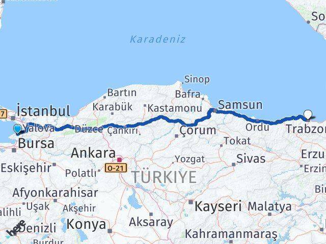 Termal Trabzon Arası Kaç Km - Yol Tarifi