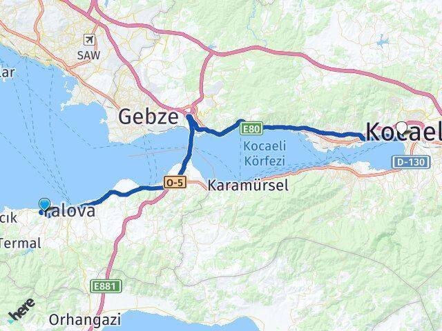 Yalova Üniversitesi İzmit Arası Kaç Km - Yol Tarifi