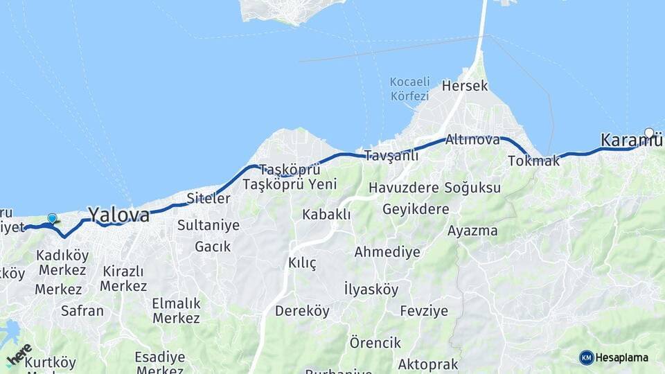 Yalova Üniversitesi Karamürsel Arası Kaç Km - Yol Tarifi