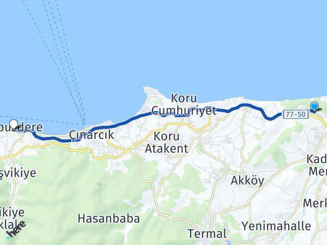 Yalova Üniversitesi Karpuzdere Arası Kaç Km - Yol Tarifi
