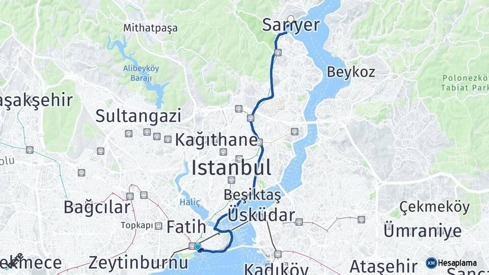 Yenikapı İdo Feribot Terminali Sarıyer Arası Kaç Km - Yol Tarifi
